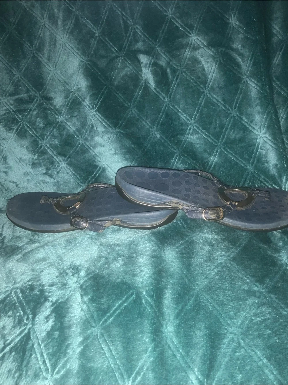 VIONIC KARINA Orthaheel Flip Flops Sandals Navy Silver Ring Size 8